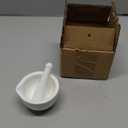 LEETOYI Porcelain Small Mortar and Pestle, Ceramic Herb Grinder Pill Crusher Set, 3.3 inch White