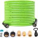Pressure Washer Hose 50 FT 1/4, 4000 PSI Kink Resistant High Pressure Replacement Hose M22 14mm Thread, Flexible Extension Hose with 3/8 Quick Connect Adapters for Power Washing