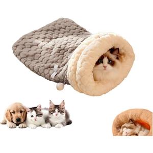 Winter Warming Cat Sleeping BagSoft Plush Sleeping Bag for Indoor CatsCozy Pet Nest for Cats and Dogs, Portable Calming Pet NestsCat Cave Bed Self Warming Bed, Pet Hideway (Large,C-Grey) (Large22.5*18.8 in)