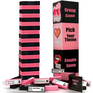 Party Games Nights l Giant Wooden Blocks Stacking Game l Pick Your Game, Fun for Group, Couple, Dare, DIY 200+ Missions and Questions for Party Night l Girls Night Party