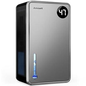 Dehumidifier, Dehumidifiers for Home (1000 sq.ft), 98 OZ Dehumidifier for Basement Bathroom Bedroom, Auto Shut Off Dehumidifiers, Timer Setting, Digital Display, Drain Hose, 7 Colors Light, Gray