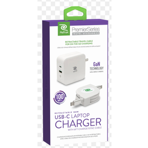 Retractable Travel Cable For On-The-Go Charging GaN Technology USB-C Laptop Charger With 6ft Charge/sync Cable