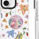 for iPhone 16 Case [Military-Grade Drop Protection/Whimsical Soft TPU Protective/Camera Protection/for Women & Girls]-Glam Disco Floral Collage Art