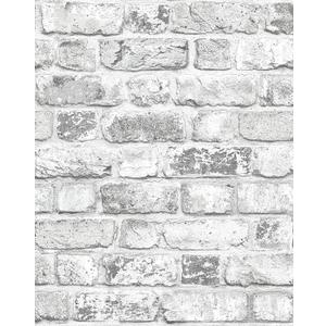 MelunMer Grey Brick Wallpaper Peel and Stick Wallpaper Vintage Grey and White Brick Contact Paper for Walls Self-Adhesive Removable Wall Paper for Kitchen Fireplace Home Decor Waterproof17.3 x 197 in