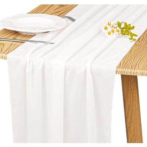 JALANCY Velvet Table Runner 20 x 120 Inches 10ft Luxurious Thick Soft Velvet Christmas Thanksgiving Wedding Reception Table Runner for Party Reception Decorations(Ivory, 1 Pack)