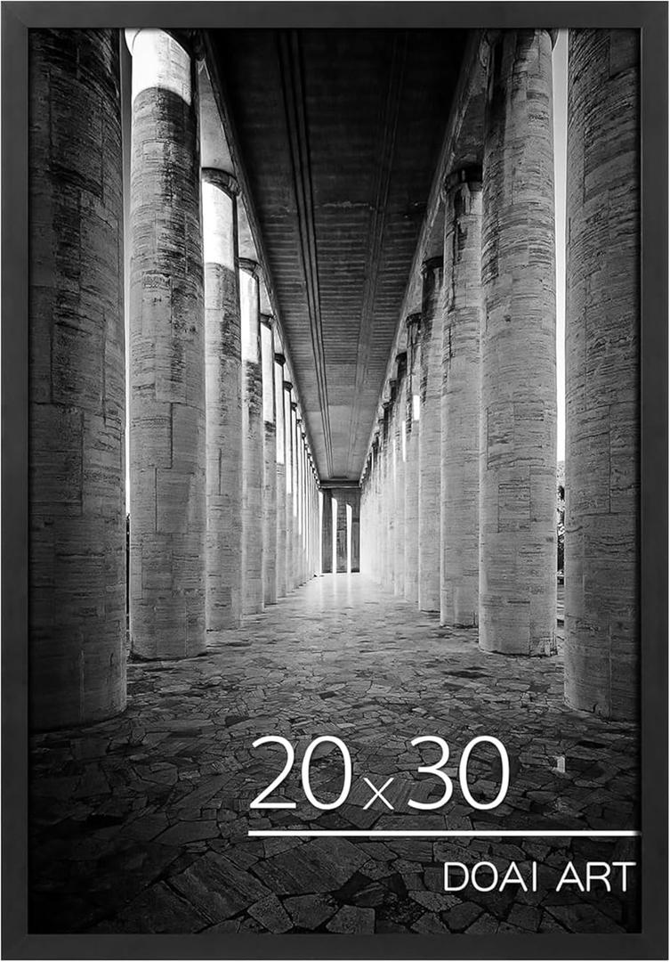 DOAI ART 20x30 Poster Frame Black, Poster Frames 20 x 30 inches or 20x30 Picture Frames with HD Plexiglass for Horizontal or Vertical Wall Mounting, Scratch-proof Safe and Artistic Large Photo Frame