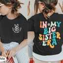 Big Sister Shirt Toddler in My Big Sister Era Shirts Promoted to Big Sister Tees Baby Girls Announcement Short Sleeve Tops (1-2T, Dark Grey)