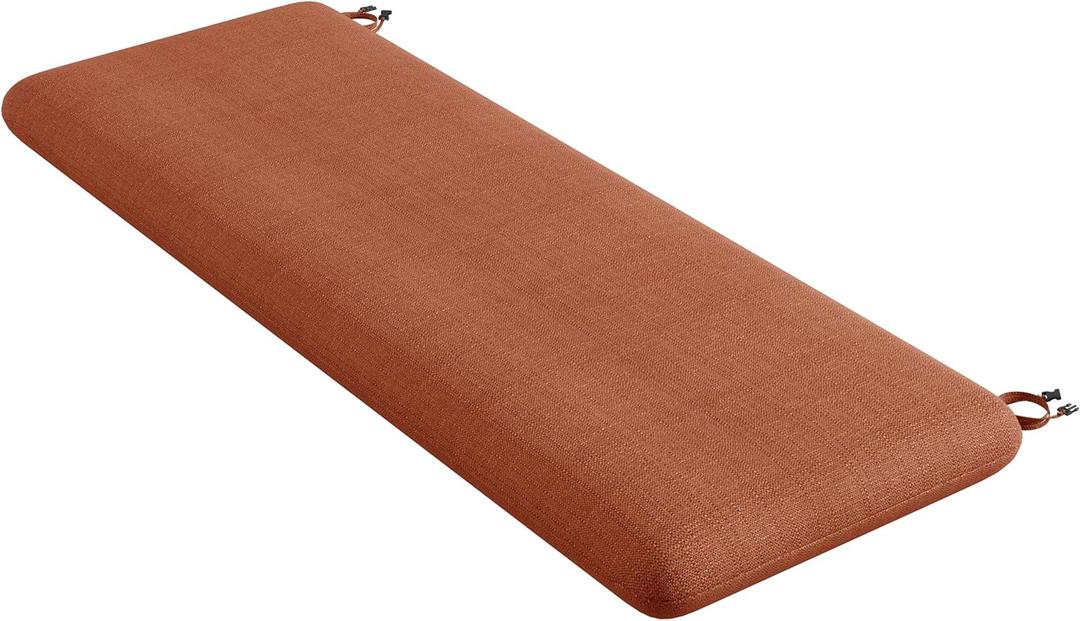 Codi Outdoor Bench Cushion for Patio Furniture 48x18x3 Inch  Linen Texture, Fade Resistant, Waterproof, Removable Cover, Comfortable High-Density Foam for Garden & Porch, Spice