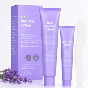 2 x Hair Removal Cream, Facial Hair Removal Cream for Women with Soothing Cream | Facial Hair Remover for All Skin Types, Face Hair Remover for Upper Lip, Peach Fuzz, Chin & Sideburns
