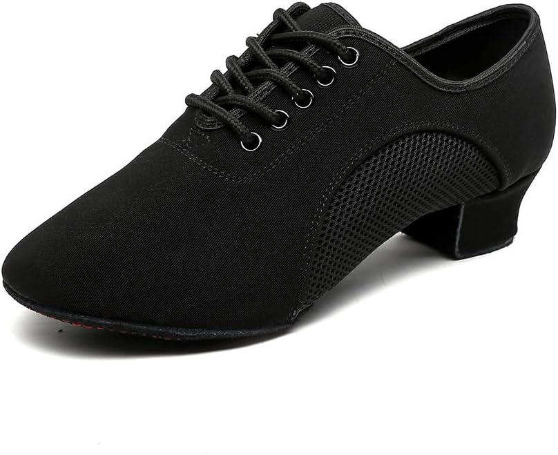 MSMAX Ballroom Dance Shoes Women Latin Dancing Heels Jazz Rhythm Irish Dance Shoes (7.5, 3cm Heel Black)