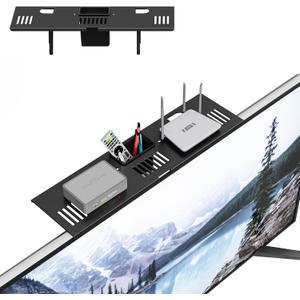 CABTE Adjustable Steel TV Top Shelf, Floating TV Stand, Universal Monitor Shelf for Soundbar, Game Console, Cable Box, Router Shelves (16.93x4.72inch with 1 Boxes)
