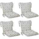 Barydat 4 Pcs Outdoor Patio Chair Cushions, 19.7 x 39.4 Inch Black and White Grid Square Dining Seat Back Chair Cushions with Tie Buffalo Plaid Indoor Outdoor Cushions for Patio Furniture