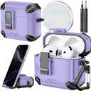 Inesore Compatible with AirPods 4th Case with Phone Stand & Cleaning Kit,Compatible with Magsafe,Magnetic Automatic Lock for Airpods 4 with Active Noise Cancellation Charging Cover (2024)