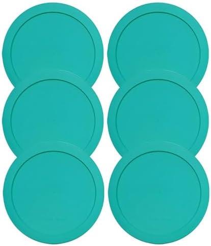 Lids for Pyrex and Anchor Round Glass Containers (4-Cups, Green-6PK)