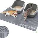 Cat Litter Box Mat, 47" x 35" Extra Large Silicone Waterproof Litter Trapping Mat for Scatter Control Soft on Kitty Paws Non-Slip Easy to Clean (Grey)