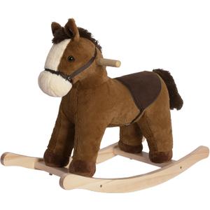 Rock My Baby Rocking Horse, Dark Brown Horse Rocker for Toddlers 18M+, Plush Ride on Horse Toy with Realistic Sound,Soft Stuffed Filling, CPC Certified