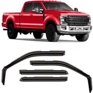 Voron Glass in-Channel Extra Durable Rain Guards for Ford F250 to F550 Super Duty 2017-2022 Crew Cab, Window Deflectors, Vent Window Visors, 4 Pieces - 200289