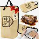 BBQ Blanket for Resting Meat, 21 Inch Meat Resting Bag with Wide Mouth Design for Brisket, Pork Shoulder & Turkey, Reusable 7-Layer Waterproof BBQ Meat Blanket, BBQ Gifts for Men (Khaki)