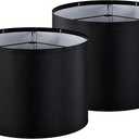 GOSO Black Lamp Shades Set of 2 Medium Drum, Modern Lamp Shades for Table Lamps Floor Lamps13*13*10 inch (Spider) Rustic Lampshades Replacement Natural Fabric Shade for Bedroom Required Assembly