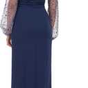 JS Collections Women's Logan Illusion Column Gown, Size 2, Navy