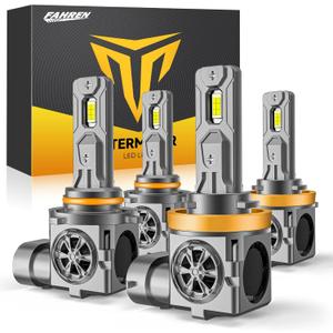 H11 9005 LED Bulbs Combo, 120,000LM Ultra-Bright, 1:1 Halogen Mini Size, 6500K White H9 H8 HB3 Driving Light Bulbs with Fan, Plug and Play, Off-Road Use or Fog Light, Pack of 4