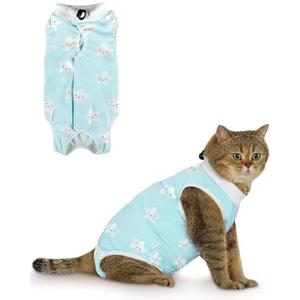 ANWA Cat Recovery Suit - Breathable Cat Onesie for Cats After Surgery Female, Kitten Surgery Recovery Suit Female Abdominal Wounds Size L