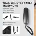 OF-990 Slimline Telephone Wall-Mountable Basic Corded Telephone No AC Power Required, Corded Home Phone Black