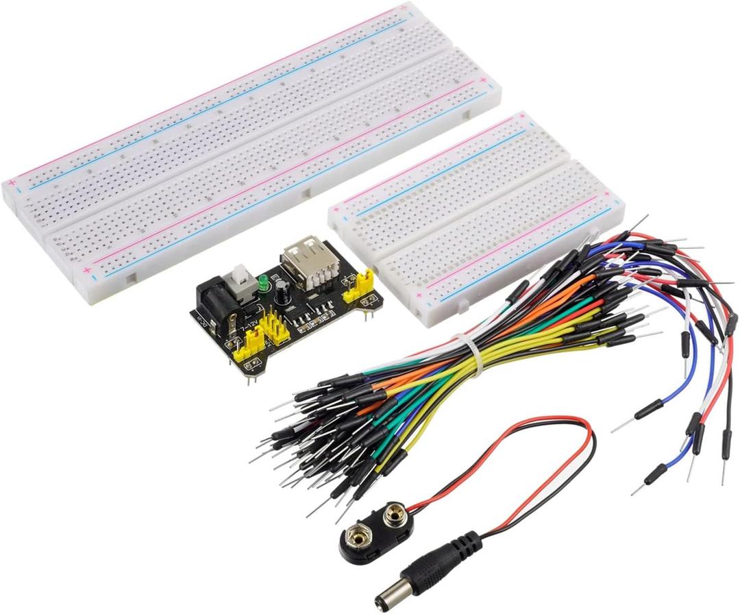 Breadboard Kit with Power Supply Module Jumper WiresBattery Clip830 & 400 tie-Points Breadboard