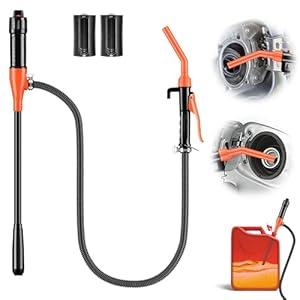 iweoci Electric Fuel Transfer Pump, 3GPM Portable Fluid Transfer Siphon Pump with Oil Pipeline, Battery Gas Pumps with Adjustable Flow Control Nozzle for Car/ RV(Orange)