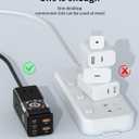 75W PD GaN3 Wall Rapid Charger Extension Cord with 3 U.S. AC Outlets and 1 Watch Wireless Charger, 2 USB-A Ports and 3 USB-C Ports, 9-in-1 Adapter for Office, Bedroom and Home