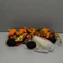 meekoo Thanksgiving Fall Centerpiece Table Decoration 3 Candle Holders Fall Harvest Decor with 3 LED Candles Autumn Pumpkin Maple Leaves Sunflower Centerpiece for Kitchen Fireplace Mantel (Elegant Style)