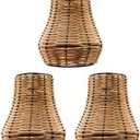 3Pack Rattan woven Lamp Shade,rustic farmhouse Lampshades,Natural Hand Crafted Lampshade Vintage Beside Light Cover Fixture for Living Room Bedroom Home Office Decor