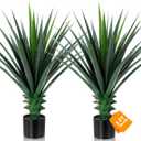 Giegxin 2 Piece 3ft Tall Artificial Spiked Agave Plant Potted Faux Agave Plants 35'' UV Resistant Large Realistic Artificial Greenery Outdoor Indoor for Housewarming Gift House Garden Bathroom