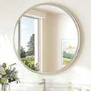 TokeShimi 24 Inch Circle Bathroom Mirror Brushed Nickel, Tempered Round Wall Mirror, Shatterproof 24x24 Hanging Wall Mirrored Farmhouse for Bedroom, Entryway, Restroom, Vanity, Living Room