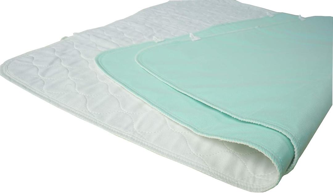 Pack of 2 Careboree Quilted Cotton Top Underpad 34"X52" Reusable Incontinence Bed Pads Washable Durable Waterproof Extra Absorbent Draw Sheet for Mattress