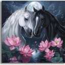 VAIIEYO 5D DIY Horse Diamond Art Kits for Adults, Diamond Painting Animal, Diamond Painting Kit Full Drill Round Rhinestone Craft Canvas for Home Wall Decor Gift 14x14 inch/35x35 cm