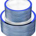 U-QE 120pcs Blue Plastic Plates for Party - Clear and Blue Disposable Plates Heavy Duty - Includes 60 10" Dinner & 60 7" Dessert Plates for Party, Birthday & Wedding