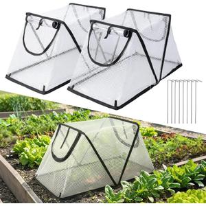33"14.5"14.17" Foldable Garden Row Accelerator Plants Cover 2PCS with Zipper Door Waterproof Small Greenhouse Plant Cage Guard Protector for Vegetable Flower from Animals with 8PCS Ground Stakes