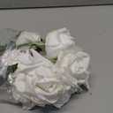 Artificial Roses Single Stem 10pcs Fake Silk Flower Arrangement Bouquet Real Touch for Home Party Wedding Decoration(White) (White(not Include Vase))