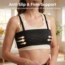 Breast Implant Stabilizer Band with Adjustable Removable Shoulder Straps, Invisible Touch Fastener, Post Surgery Compression Wrap for Breast Augmentation, Reduction & Mastectomy Recovery (12cm, Black)
