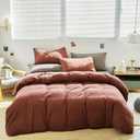 Luxlovery Brick Red Comforter Set Full Dark Rust Bedding Comforter Set Full Solid Blackish Red Soft Breathable Blanket Quilts 3 Piece Bedding Set Women Men Adults Teens