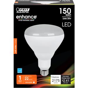 Feit Electric BR40 LED Light Bulb, 150W Equivalent, Dimmable, E26 Base, Reflector Light Bulb, CRI 90, 2175 Lumens, 2700K Soft White, 22-Year Lifetime, BR40DM/2175/927CA