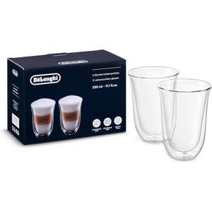 De'Longhi DeLonghi Double Walled Thermo Latte Glasses, Set of 2, 2 Count (Pack of 1), Clear, 330 milliliters