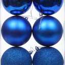 3.94" Large Christmas Balls Shatterproof Navy Blue Christmas Ornaments 6 Pcs Big Xmas Ornaments Balls for Xmas Tree Holiday Wedding Party Decoration