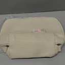 APT 1101 Large Standing Foldable Makeup Bag for Travel, Vertical Folding Down Design, Organized Cosmetic & Skincare Bag for 24 Week Trips (Oatmeal)