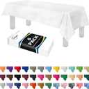 White Plastic Table Cloth Disposable (6 Pk) 54in x 108in Plastic Tablecloths for Rectangle Tables - Premium Party Table Cloths Disposable for 6ft to 8ft Rectangle Tables