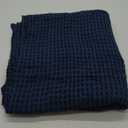 Bedsure Cooling Cotton Waffle Queen Size Blanket - Lightweight Breathable Summer Blanket of Rayon Derived from Bamboo for Hot Sleepers, Luxury Throws for Bed, Couch and Sofa, Navy, 90x90 Inches