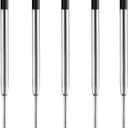 2 x HeTaoCat Black Ink Refill Pack of 5, Replaceable Ballpoint Pen Refills, Medium Point Metal Refil (Black)