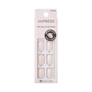 KISS imPRESS No Glue Mani Press On Nails, Color, 'Point Pink', Pink, Short Size, Squoval Shape, Includes 30 Nails, Prep Pad, Instructions Sheet, 1 Manicure Stick, 1 Mini File (33 Piece Set)