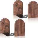 2Pairs Book Ends for Heavy Books, Wooden Bookends, Holds Heavy Books, Non-Skid, Perfect for Office Desk (Arch Blackwalnut)